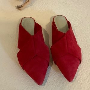 1. State Rime Pointed Toe Red Suede Mules